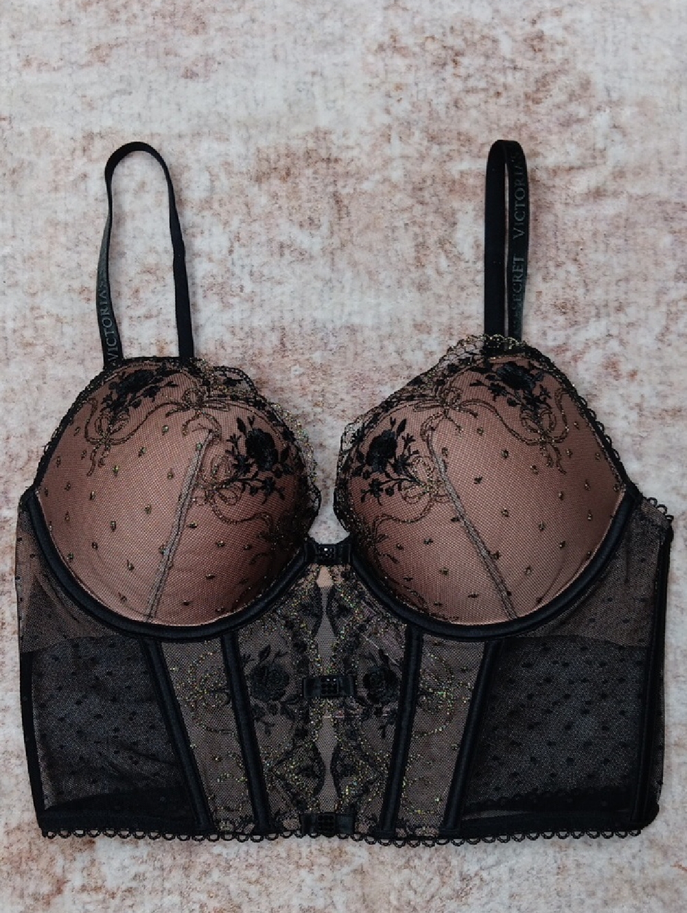 VS Very Sexy Plunge Bra 34C Black Mesh